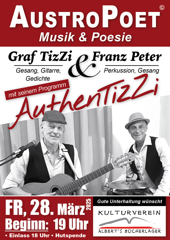 Konzert AustroPoet Graf TizZi im Kulturverein Alberts Bücherlager